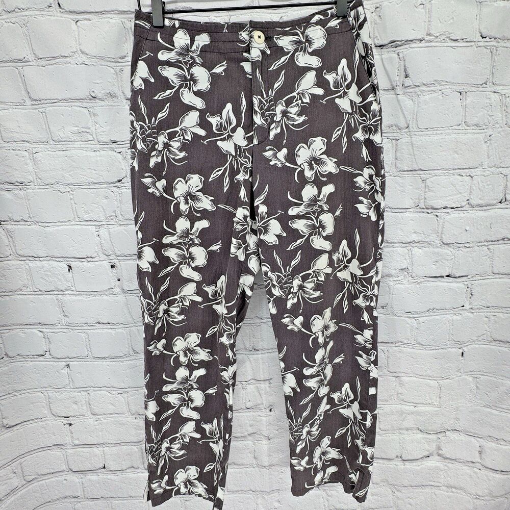 Vintage Patagonia Pants Women's 8 Beachcomber Floral Print Brown White Cropped